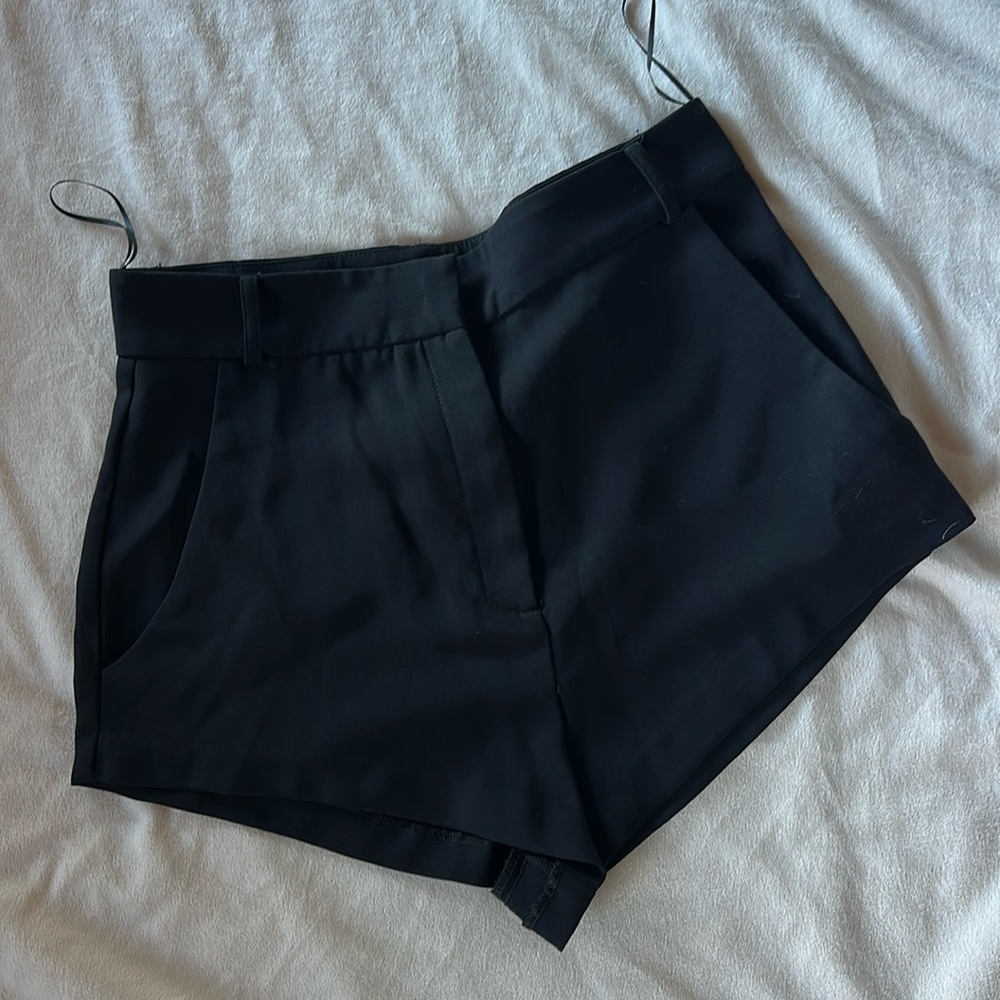 Amanda Uprichard Black High-Waist Tailored Shorts